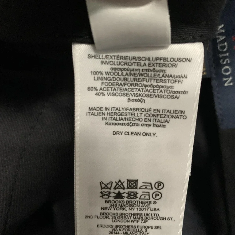 Brooks Brothers 1818 Madison Gray Trousers Wool Dress‎ Pants 37x28 Made In Italy